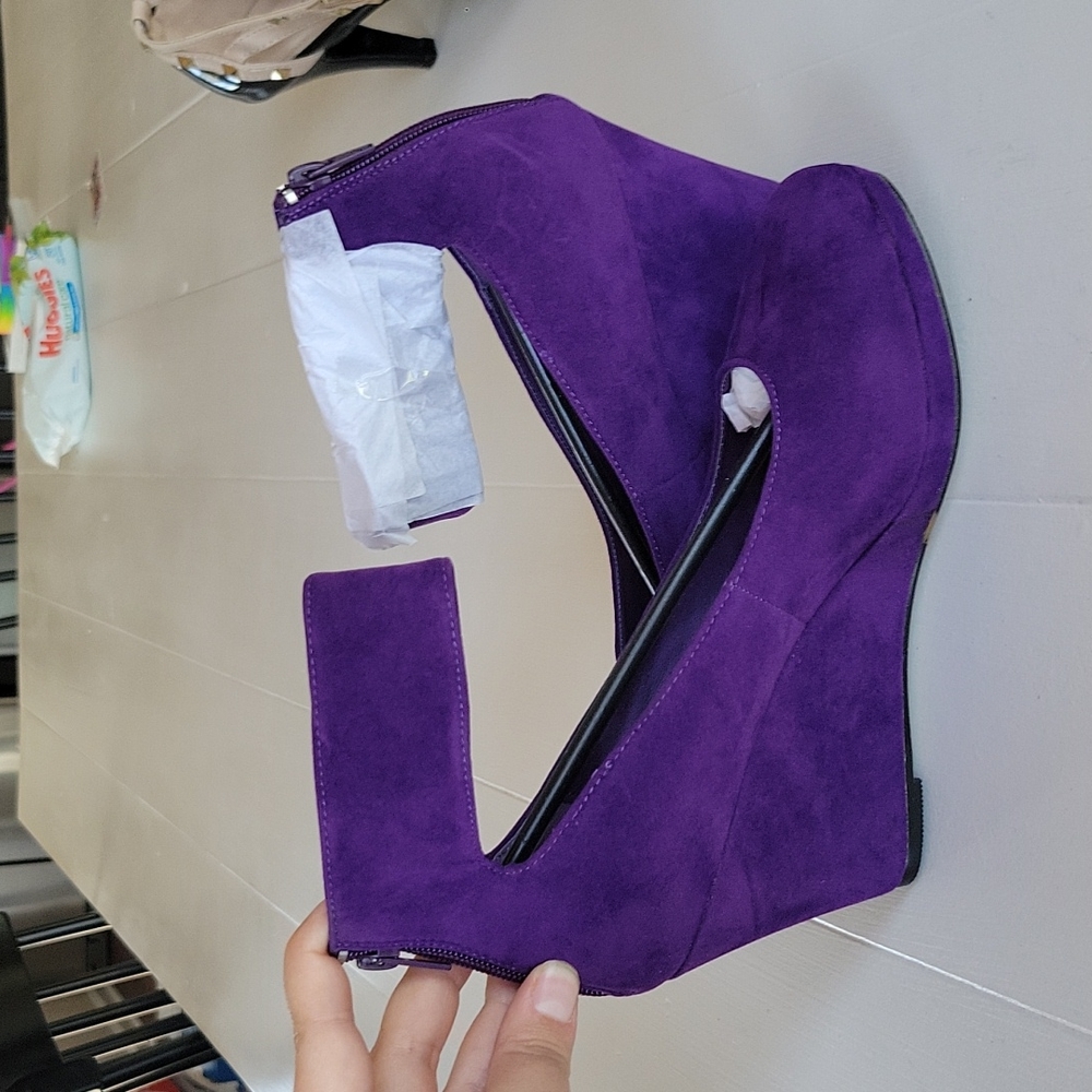 7.5 purple wedges with ankle straps